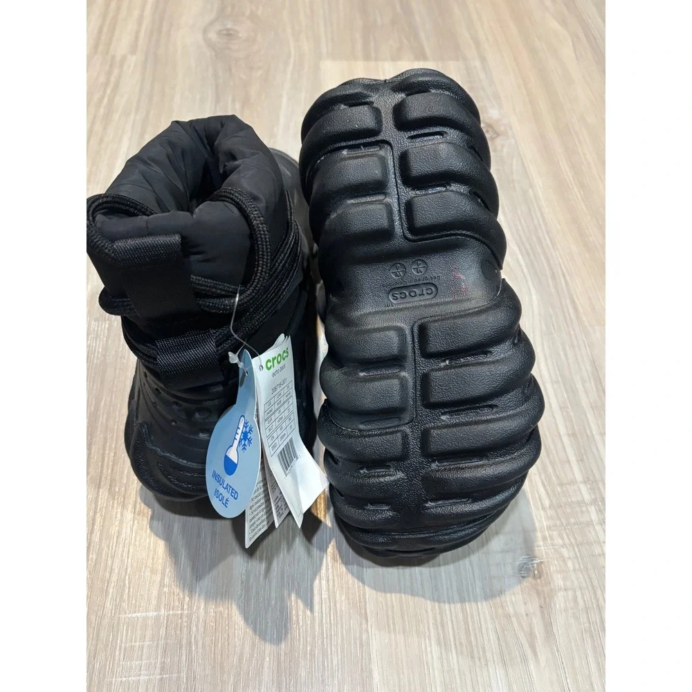 Crocs Echo Boot Black Insulated Winter Faux Fur Puffy 208716-001 Mens 4 Womens 6
